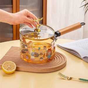 Olla de vidrio agarradera de madera